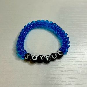 Blue “Joyful” Custom Bead Bracelet